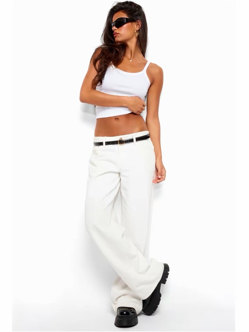 Edikted Roman Low Rise Baggy Jean White
